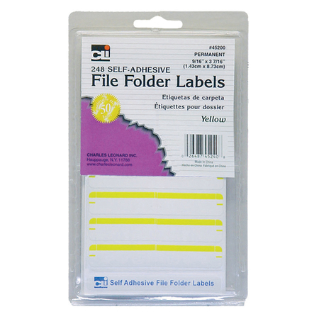 Charles Leonard File Folder Labels, Yellow, PK2976 45240